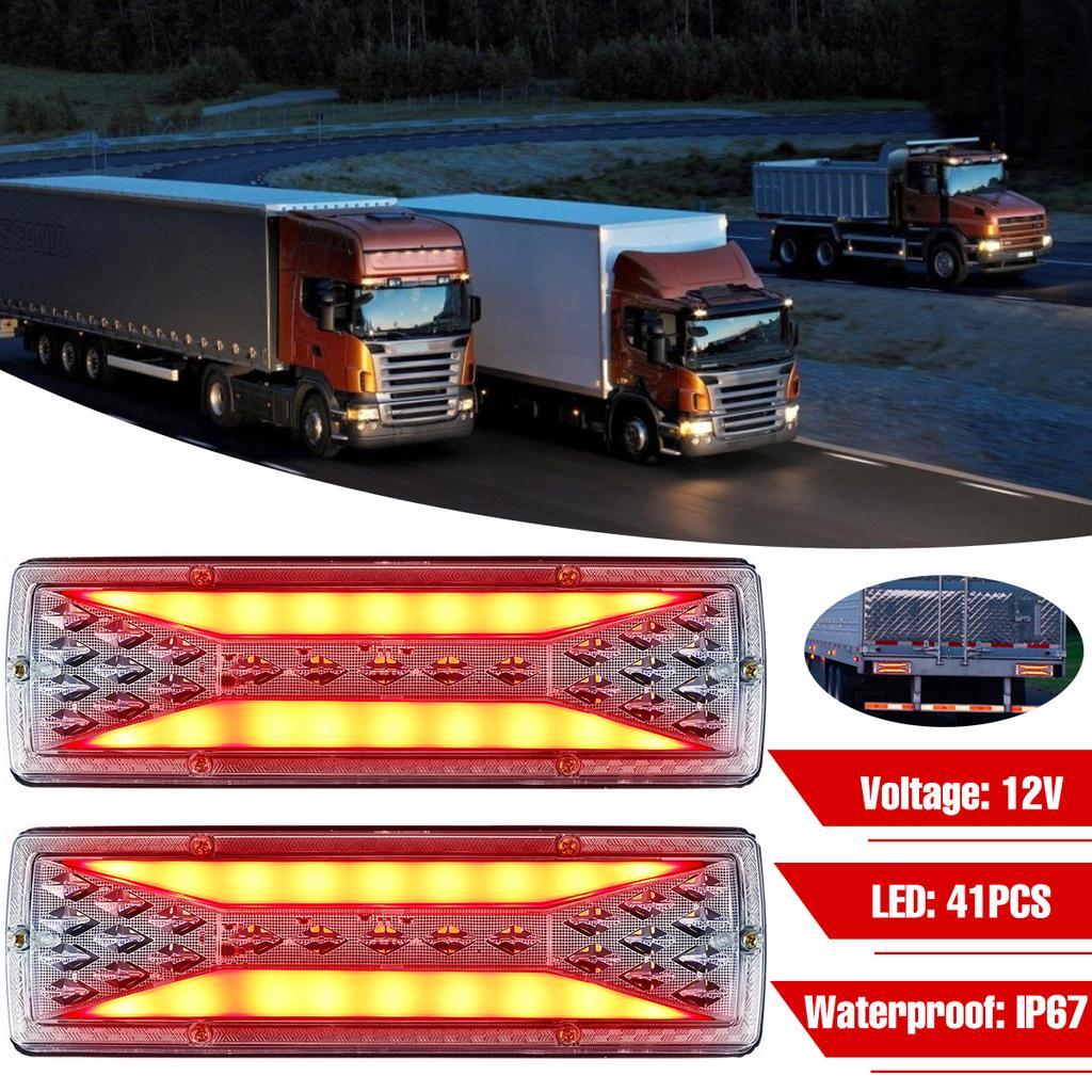 2Pcs LED Trailer Lights Rear Tail Lights 12V Indicator Stop Light Stop Brake Turn Light Waterproof Clear Reversing Marker Lights