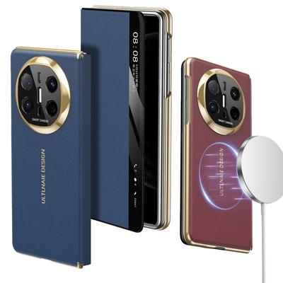 Okos Bőr Horganyzott Arany Tónusú Beépített Mágneses Védőtok Huawei Mate X6 mate x5 x3-hoz Lencsevédő Fedél