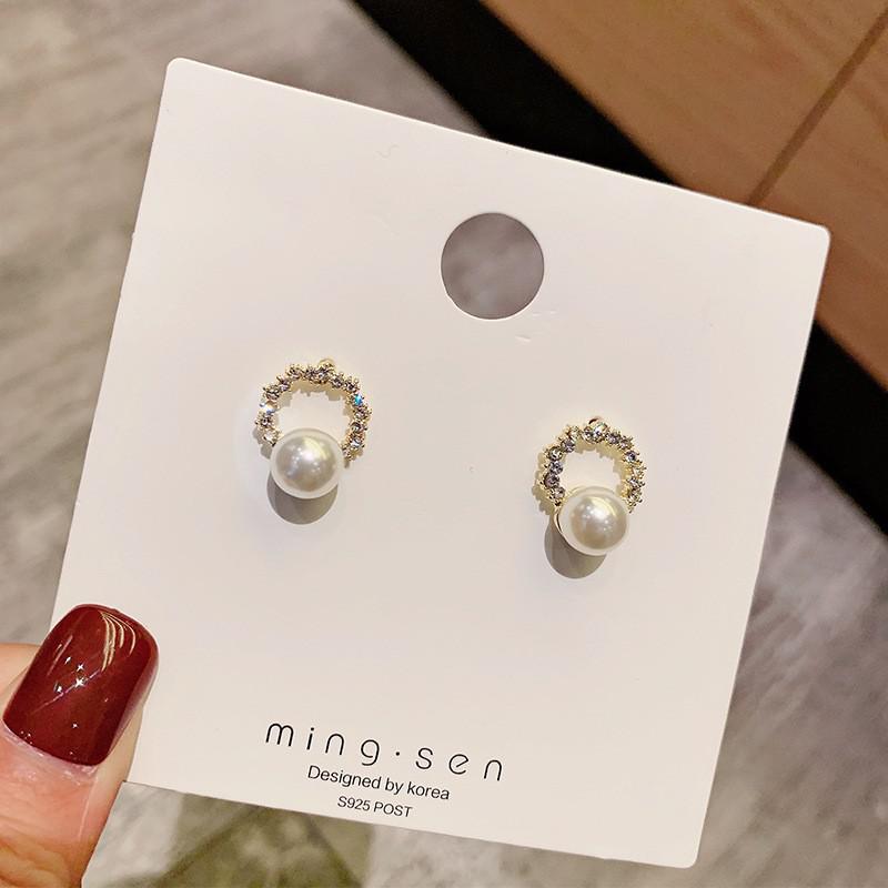 Cross Imitation Pearl Female Elegant Earrings Simple Temperament Korean Fashion Sweet Delicate Earrings Bride Wedding Jewelry