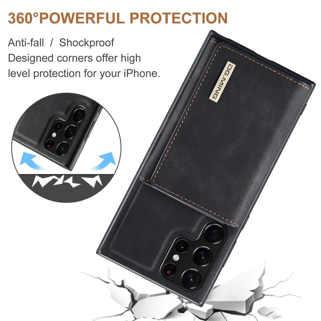 DG.MING M1 Series for Samsung Galaxy S25 Ultra Case Kickstand PU Phone Cover with Detachable Wallet
