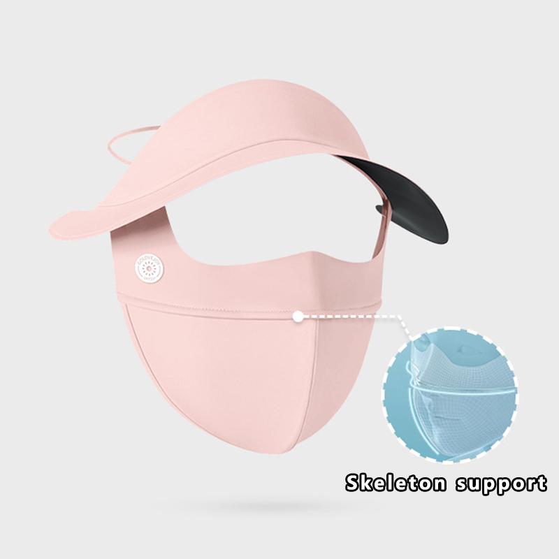 Summer Women Anti-UV Sun Hat Outdoor Activity Sport Face Cover Headwear Double Layer Breathable Riding Hat Skeleton Support Bucket Cap