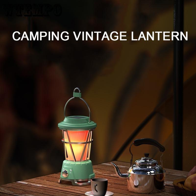 Camping Horse Lamp Outdoor Charging Flame Effect Atmosphere Lamp Retro Solar Camping Lighting