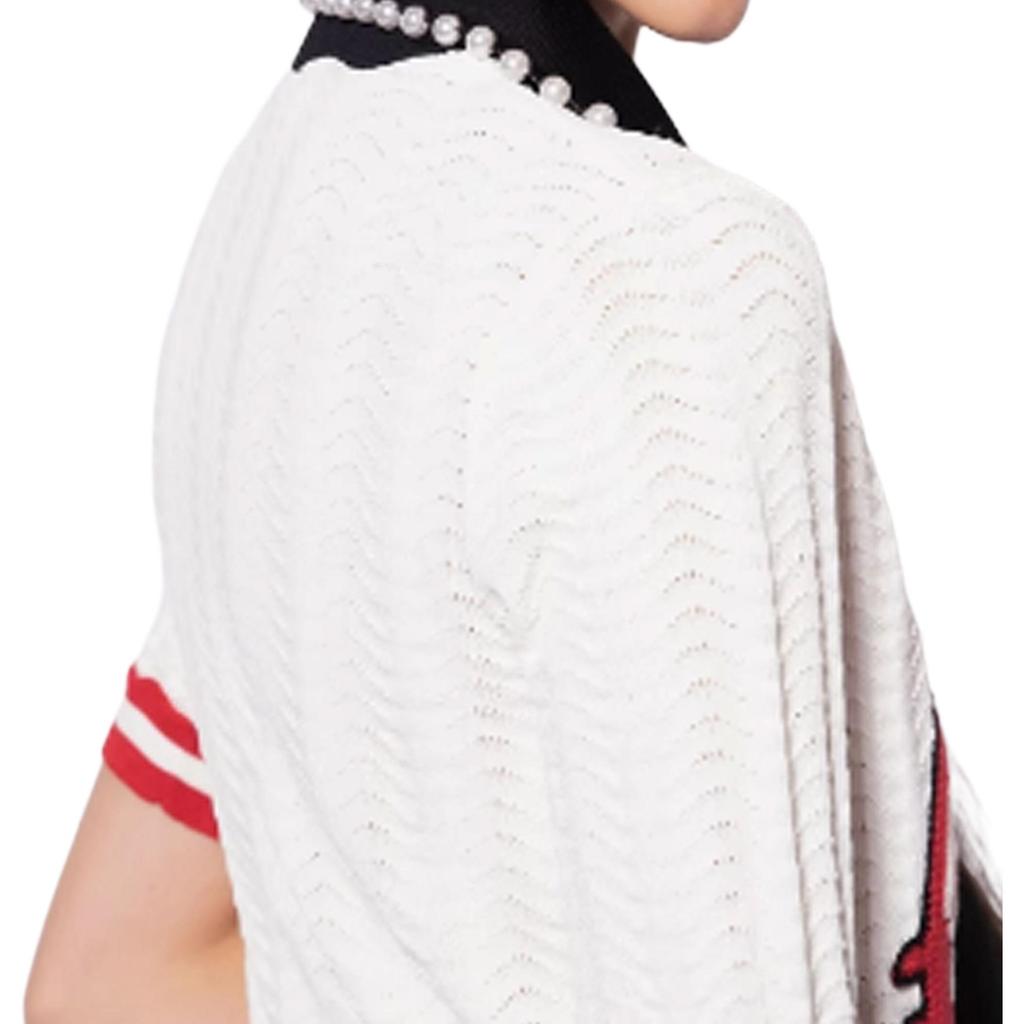 PINKO Cherry Embroidered Knitted Short Sleeve Polo Shirt Women tops White 100903-A0KU-Z6R