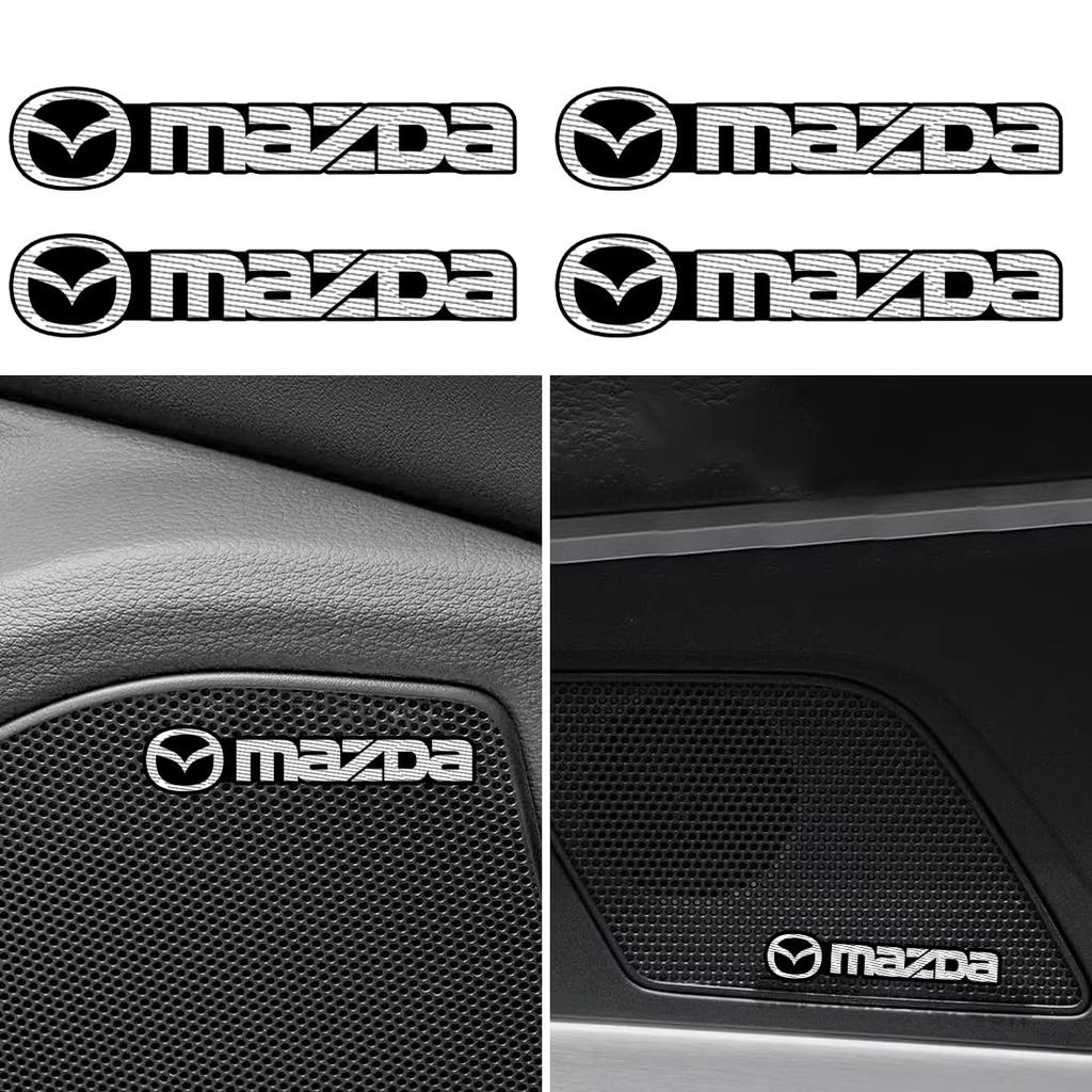 TEUCRO Car Sticker Car Horn Logo Sticker Car Speaker Sticker Car Metal Decoration Logo Sticker Car Emblem Set of 4 (Mazda)
