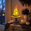 Jijijing Stained Glass Witch Hat Lamp, Table Lamp with Inline Switch, USB Powered Style Halloween for Bedroom Bookshelf Desk, Witches Gothic