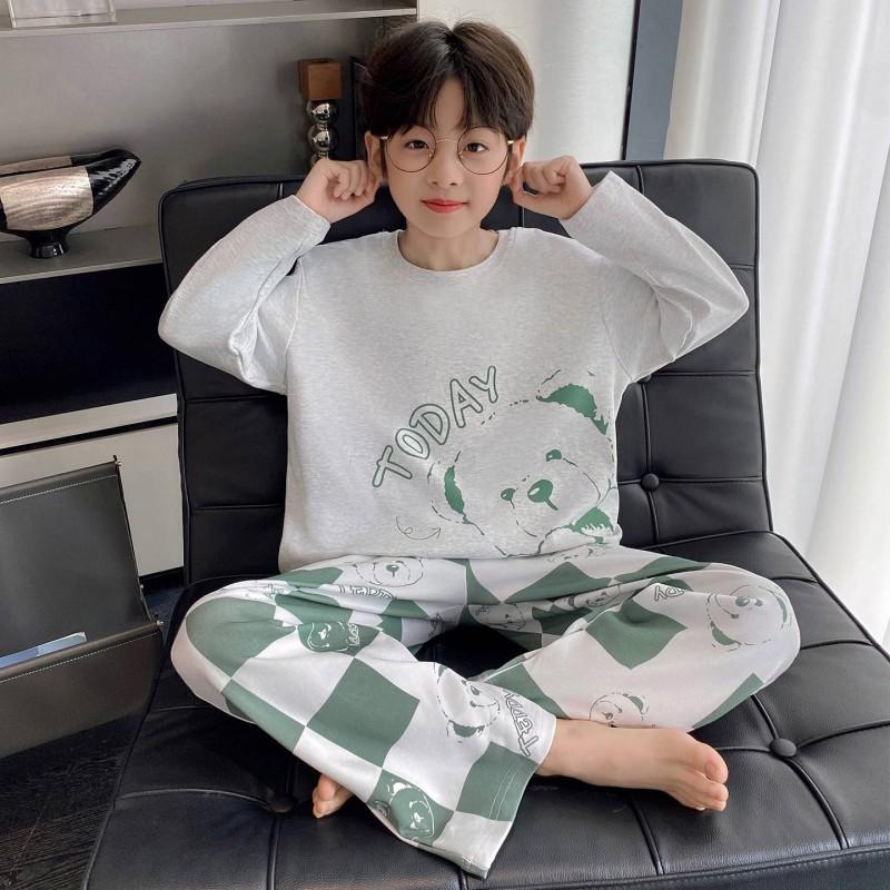 Jungen Baumwoll-Pyjama-Set Langarm Cartoon-Print Nachtwäsche Kinder Teenager 8 Jahre