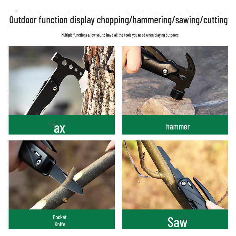 High-Hardness Outdoor Multi-Tool: Folding Pliers, Wrench, Hammer, Sun Ring Twist Core