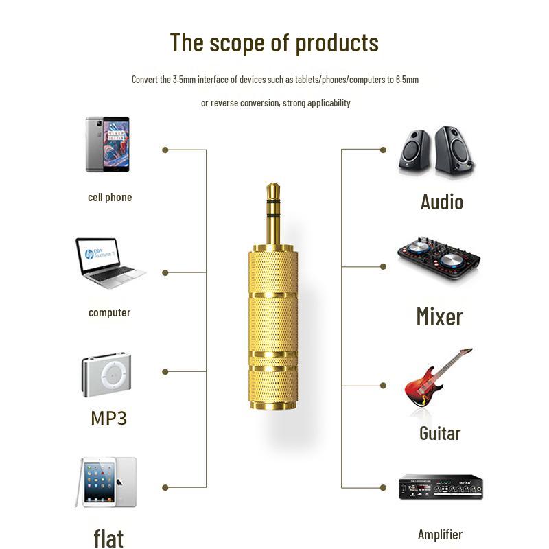 Digital Piano 6.5mm To 3.5mm Audio Adapter: Guitar, Microphone, Headphone Converter