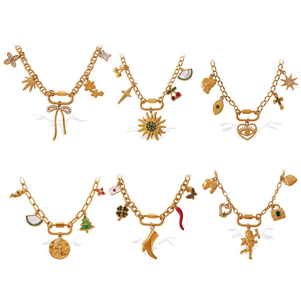 Personalized Stainless Steel Necklace Gold Fashion High Sense Clover Pepper Design Sense Temperament Necklace Jewelry
