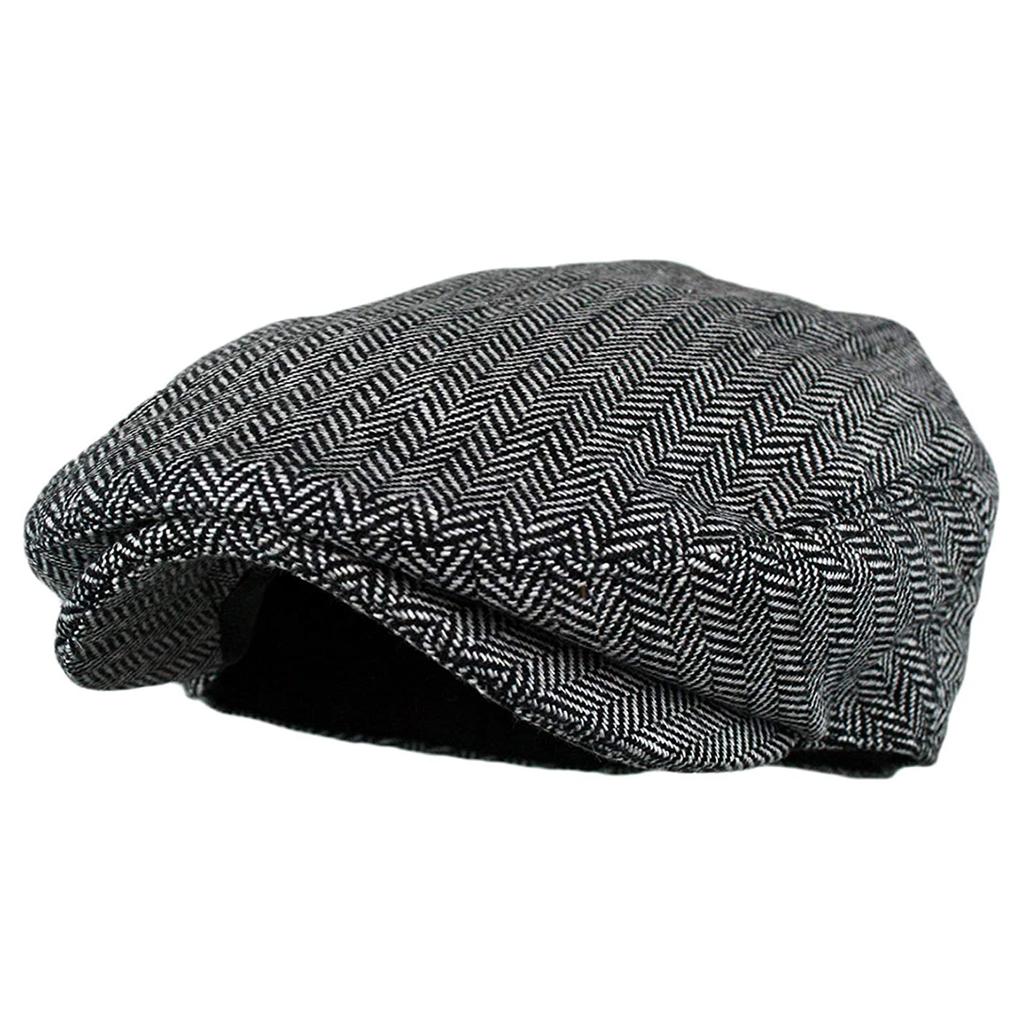 Men's Classic Herringbone Tweed Wool Blend Newsboy Ivy Hat