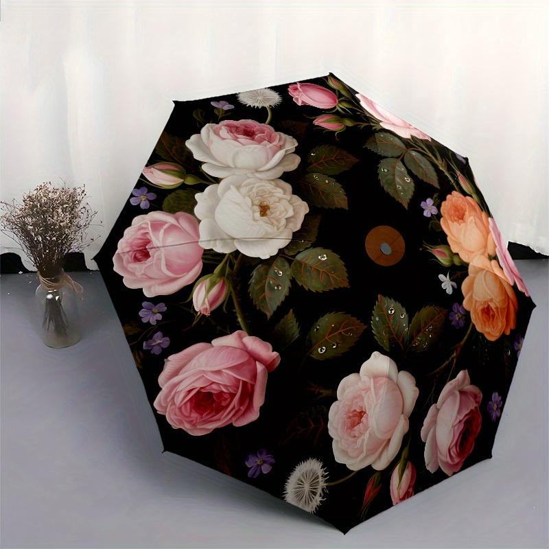 1pc Floral Circular ArrangementUmbrella with Plastic Handle,Suitable for All Seasons Home Travel Outdoor UmbrellaB1795