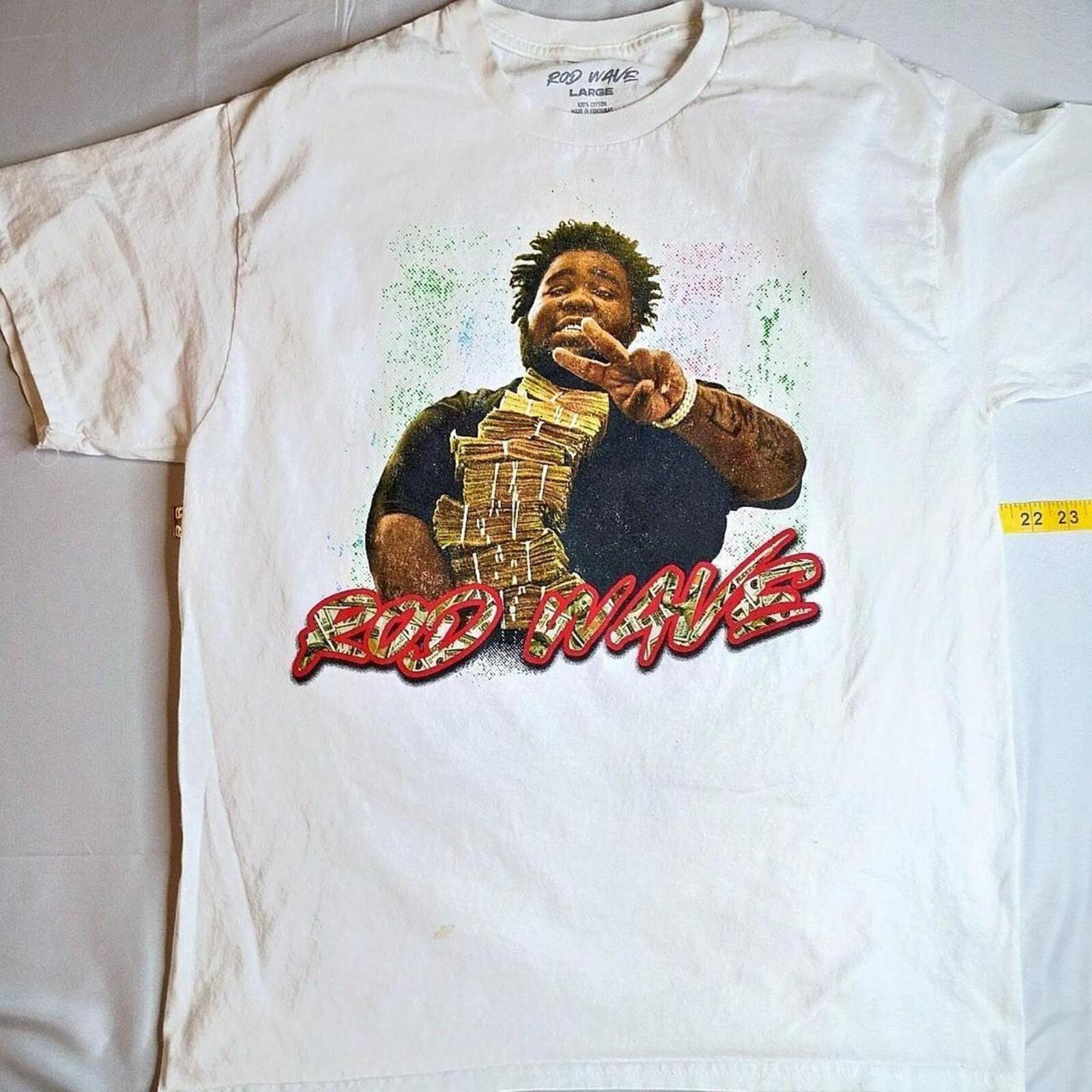 Rod Wave white cotton t-shirt Size L #rap #music#26 S