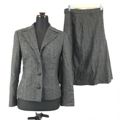 Piazza Sempione Autumn Winter Single Suit Knee-Length Skirt Fully Lined Women M 38 Gray(USED)