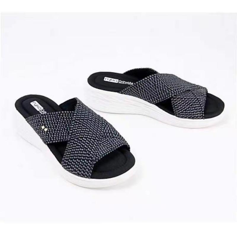 

Модные женские летние тапочки, повседневные женские сандалии, нескользящая женская обувь на платформе, мягкие женские тапочки на танкетке, дропшиппинговая обувь 38 чёрный