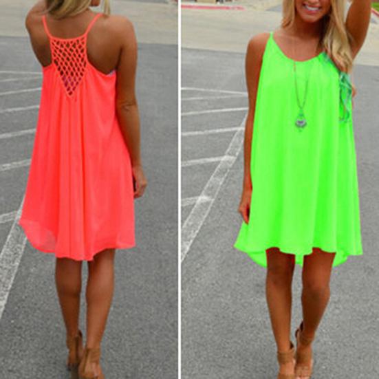 Sexy Women Summer Casual Sleeveless Evening Party Beach Dress Short Mini Dress