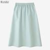 ZANZEA Women Loose Elastic Waist Casual Floral Print Skirts