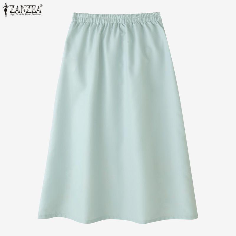 ZANZEA Women Loose Elastic Waist Casual Floral Print Skirts