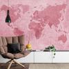 Photomural World Map Textured Red Iq-1262-D Washable Fleece 254x184