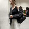 Women's Ribbed Cotton Slim Fit Wide Shoulder Tank Top - Anti-Exposure Summer Base Layer