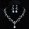 New fashion temperament flower zircon super flash necklace earrings set bridal dress necklace jewelry
