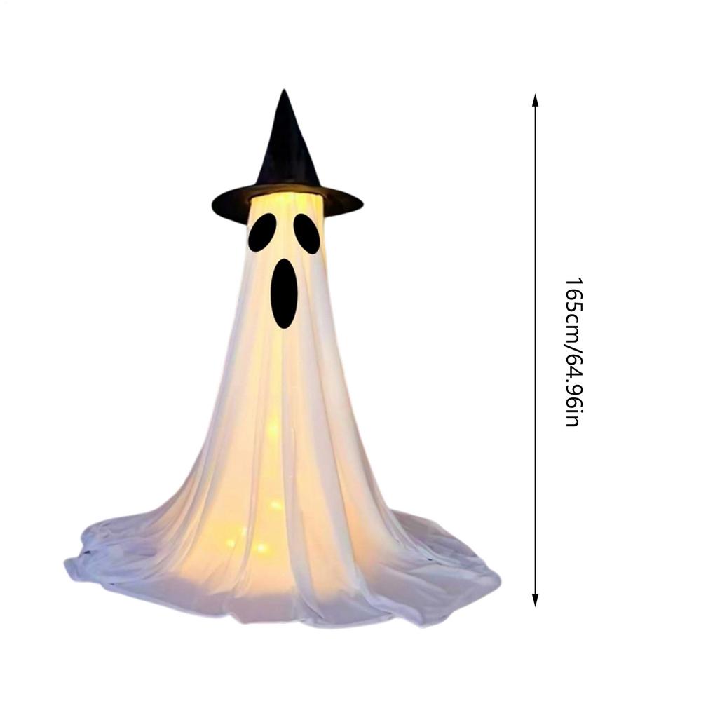 Large Lighted White Cloth Ghosts Light Up Ghost Halloween Decorations Outdoor Indoor Outside Seasonal Horror Scene Prop