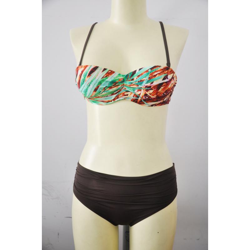 

2025 Sexy Gathered Swimsuit - Hanligu Korean Style Bikini Large кавовий