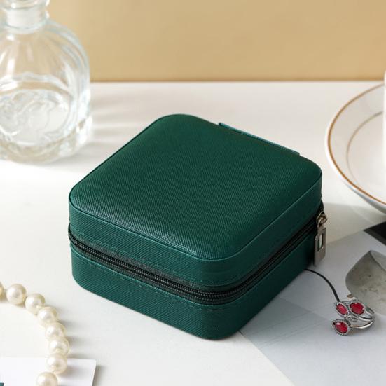 Mini Jewelry Storage Box, PU Leather Compact Jewelry Organizer, Soft Velvet Shockproof Jewelry Case for Rings Earrings
