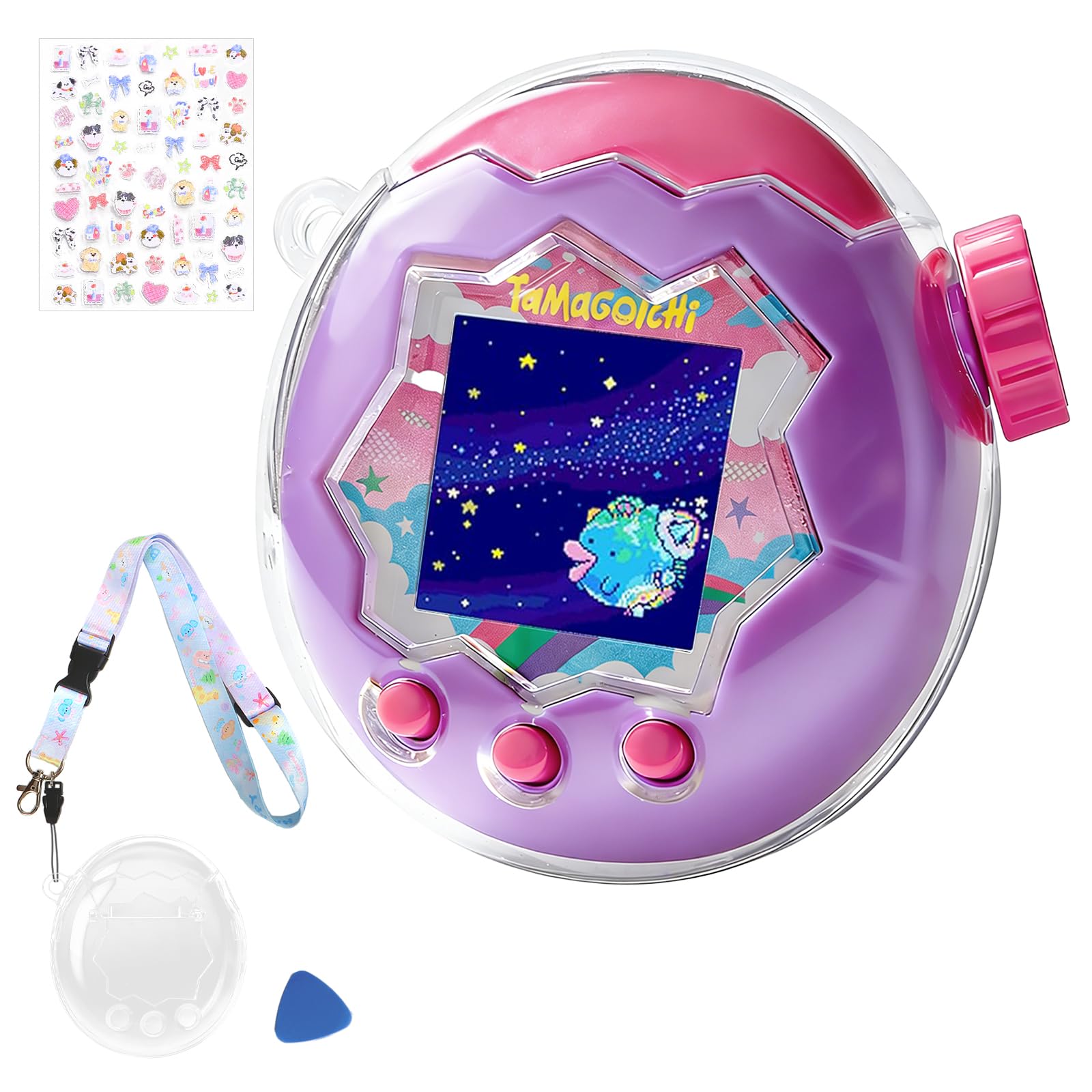

tourmono Tamagotchi Paradise Egg Catcher Transparent Case Protective Cover PC Shockproof Drop Prevention Scratch Resistant Shock Absorption Lanyard