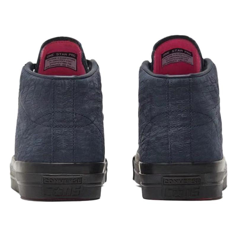 Converse One Star Pro Wrapping Non-slip and Wear-resistant Mid-top Board Shoes for Men and Women In Navy.