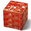 J-kitchens Lacquerware 3-Tiered Jubako Box, 7.0 Inches, Saikōgura, Vermilion Crane with Gold Rim, 20cm, Resin, Made In Japan