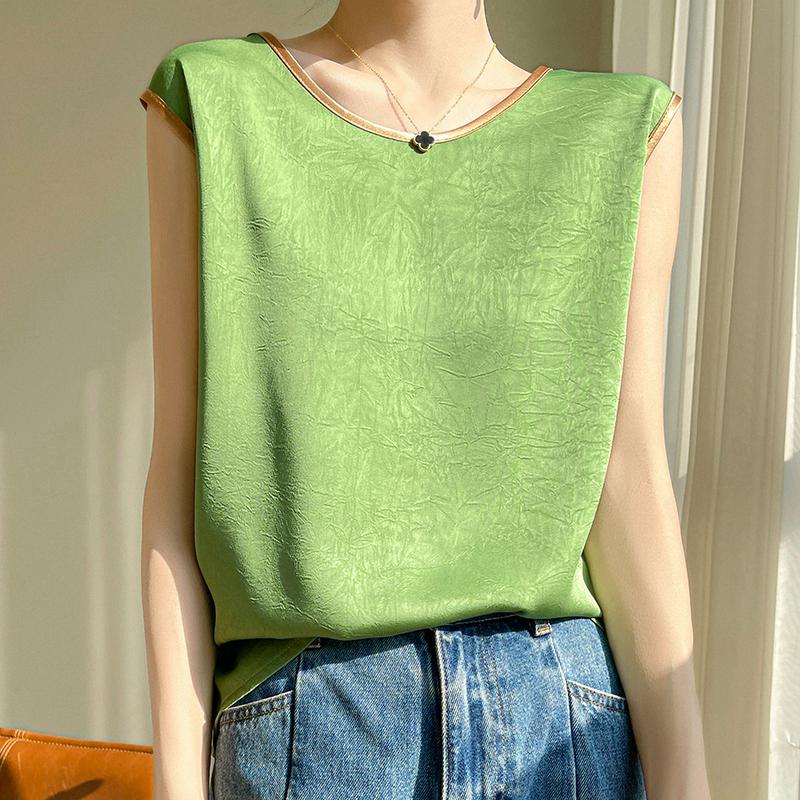 Elegant Silk Satin Sleeveless Camisole Top for Suits