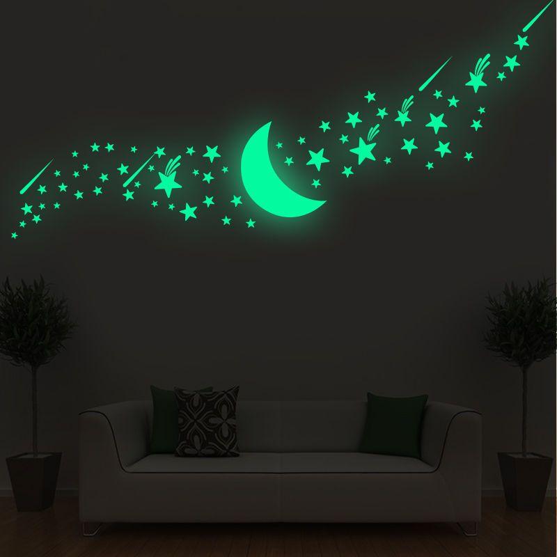 Glowing Wall Stickers Stars Moon Creative Decals for Kids Bedroom DIY Living Room Home Decoration Self Adhesive Switch Posters