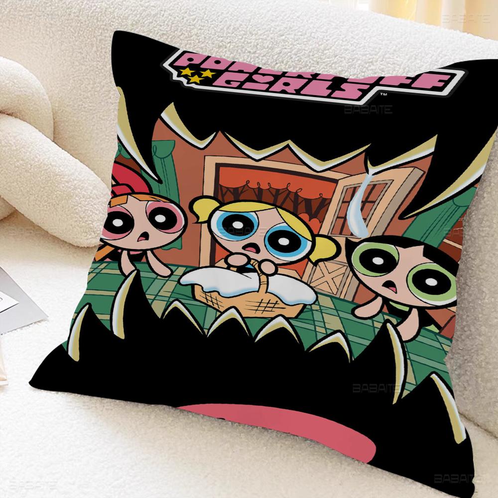 The Power-puff-Girls Decorative Room Aesthetics Pillow Case Home Decor Bedroom Sofa Bed Couch Pillow Cover 45x45