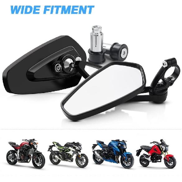 MICTUNING Motorcycle Mirrors - 7/8" (22Mm) Bar End Rear View Mirrors Compatible With Most Honda Grom, Yamaha, Kawasaki, Ducati, Suzuki And More