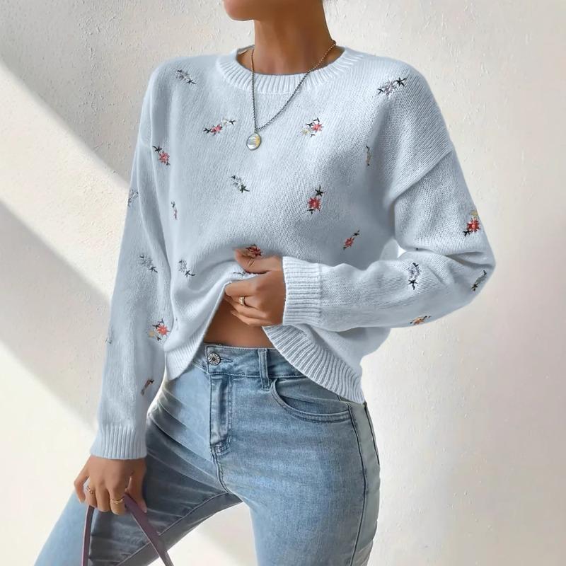 Korean Style Gentle Knitted Sweater Loose Fit Round Neck Pullover Women S Top