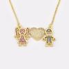 Nidin Hot Sale Family Love Mom Dad Son Daughter Necklace Girl Boy Heart Pendant Cubic Zirconia Couples Jewelry Gift Wholesale