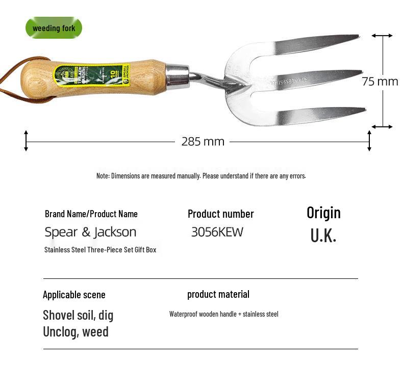 Spear & Jackson UK Gardening Set: Stainless Steel Weeding Fork, Trowel, and Transplanting Spade in Gift Box.
