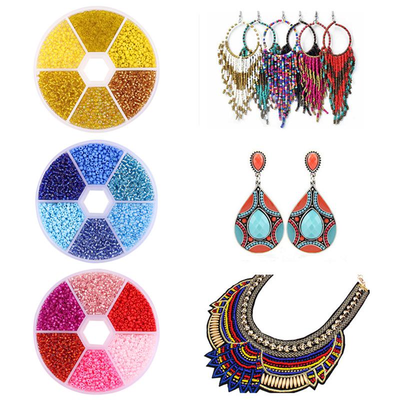 Handmade Mixed-Color Seed Beads Set: 6-Compartment Box for DIY Bracelets and Necklaces