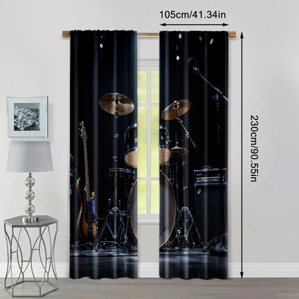 2pc,  Curtains Guitars and Drums Light Filter Party Decorations Suitable for Holiday Party, General Celebration