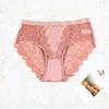 Fashionable Slip Material Mid Waist Women's Underwear Splicing Sexy Lace All Cotton Crotch Comfortable Soft Women's Triangle Pants