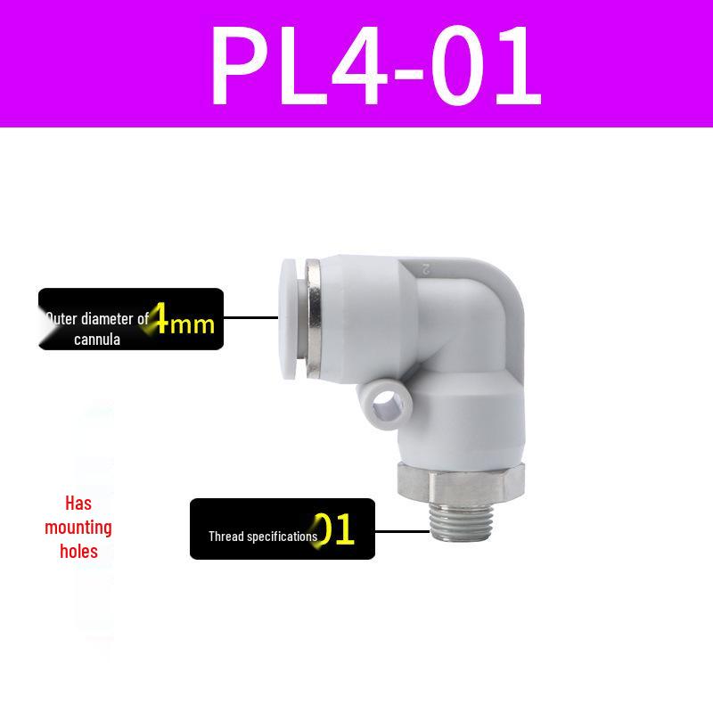 Premium White Male Thread Elbow PL8-02 Pneumatic Connector, 4-M5/6-01/10-03/12-04 Air Tube