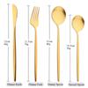 JANKNG 24Pcs Matte Dinnerware Golden Knife Fork Dessert Spoons Flatware Set Stainless Steel Cutlery Set Kitchen Silverware Set