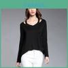 Simple Solid Color Off Shoulder Design Women Long Sleeved Top For Fall Comfort