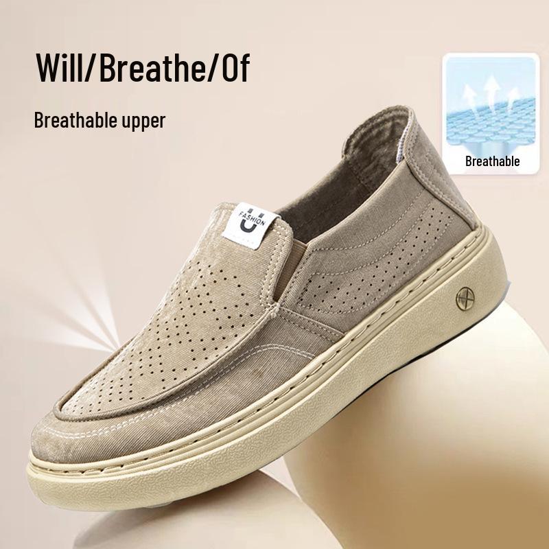 Men's Summer Breathable Slip-On Canvas Shoes - Casual, Fashionable, and Comfortable