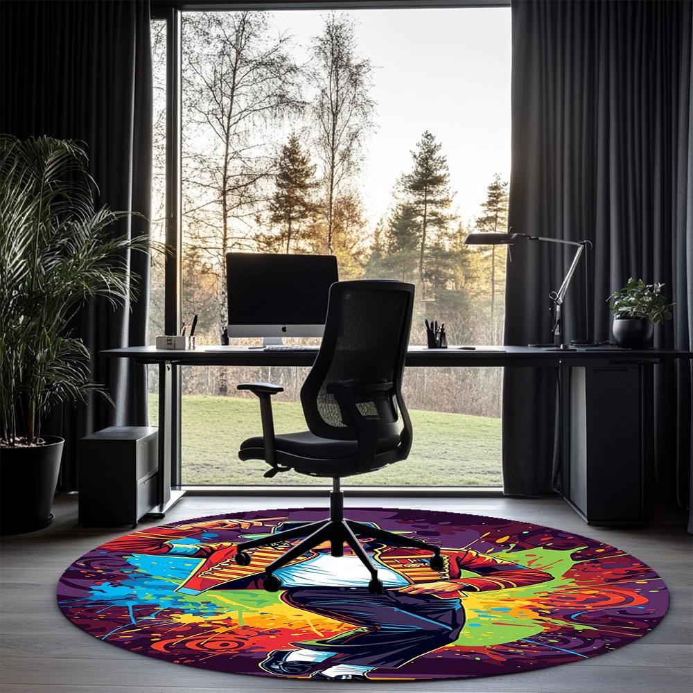 Michael Jackson Printed Round Rug Carpet Chair Rug Area Rug Entryway Doormats,for Office Chair Living Room Bedroom Kitchen Room.