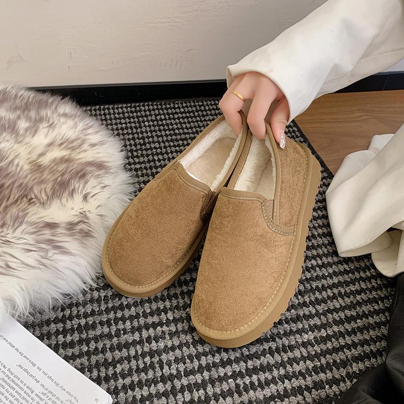 Winter large size couple versatile soft sole non-slip pregnant women cotton shoes velvet warm student bread cotton shoes women