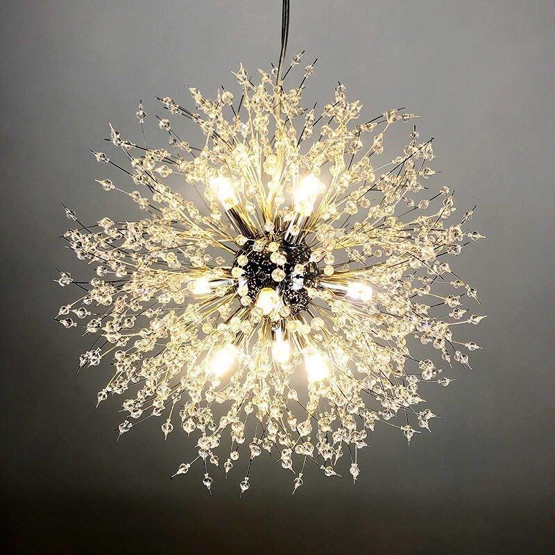 Modern Crystal Dandelion Chandelier Lighting Pendant Lamp For Living Room Dining Room Home Decoration