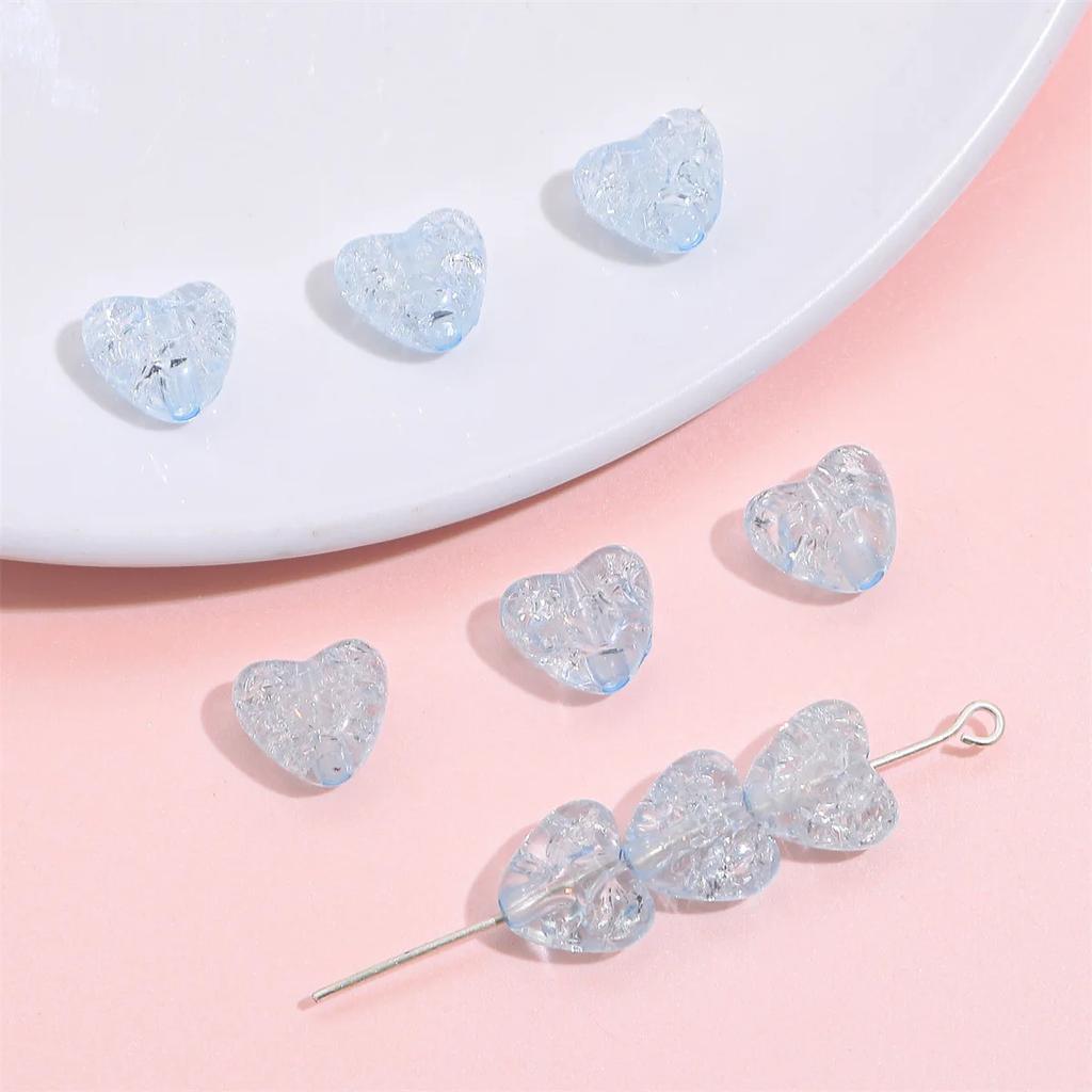 TX23 70pcs 10x9mm Candy Color Petite Acrylic Minimalist Inner Peach Heart Charm Bead DIY Handmade Jewelry Bracelet Accessories