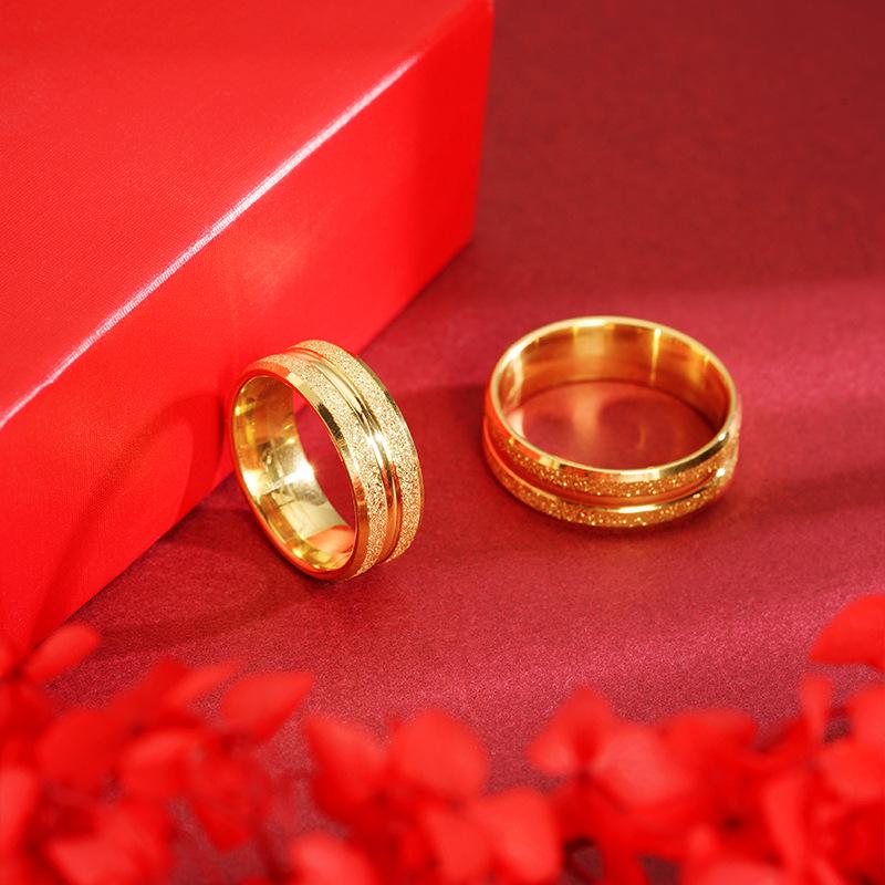 Vietnamese Gold Matte Starry Sky Ring - Double Beveled Design