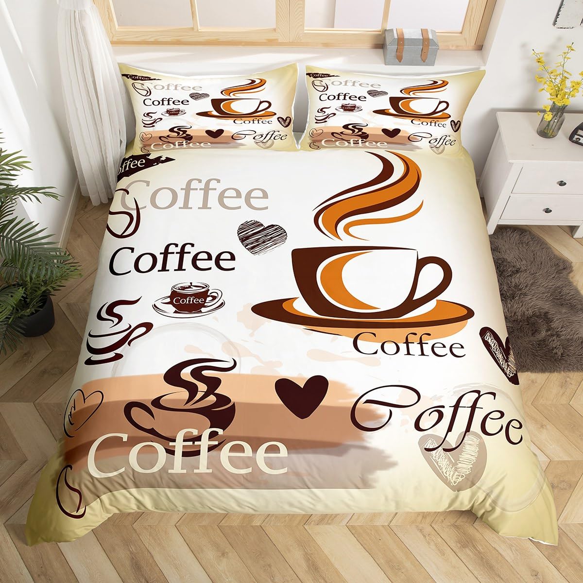 Пододеяльник с изображением кофейного напитка Queen King Cartoon Coffee Drink Cup Print — фото 8